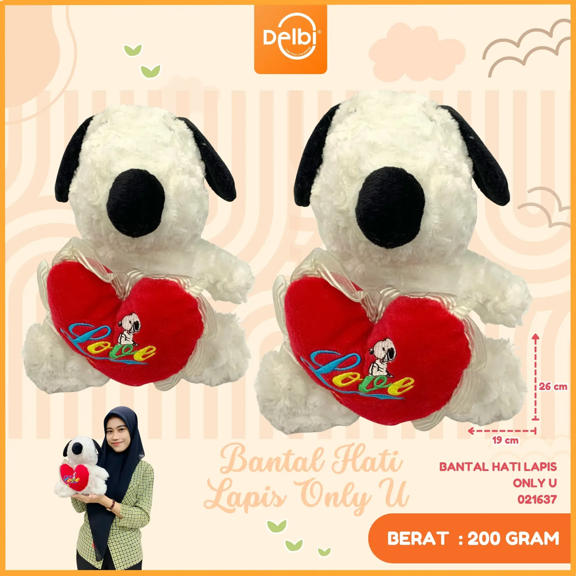 BANTAL HATI LAPIS ONLY U