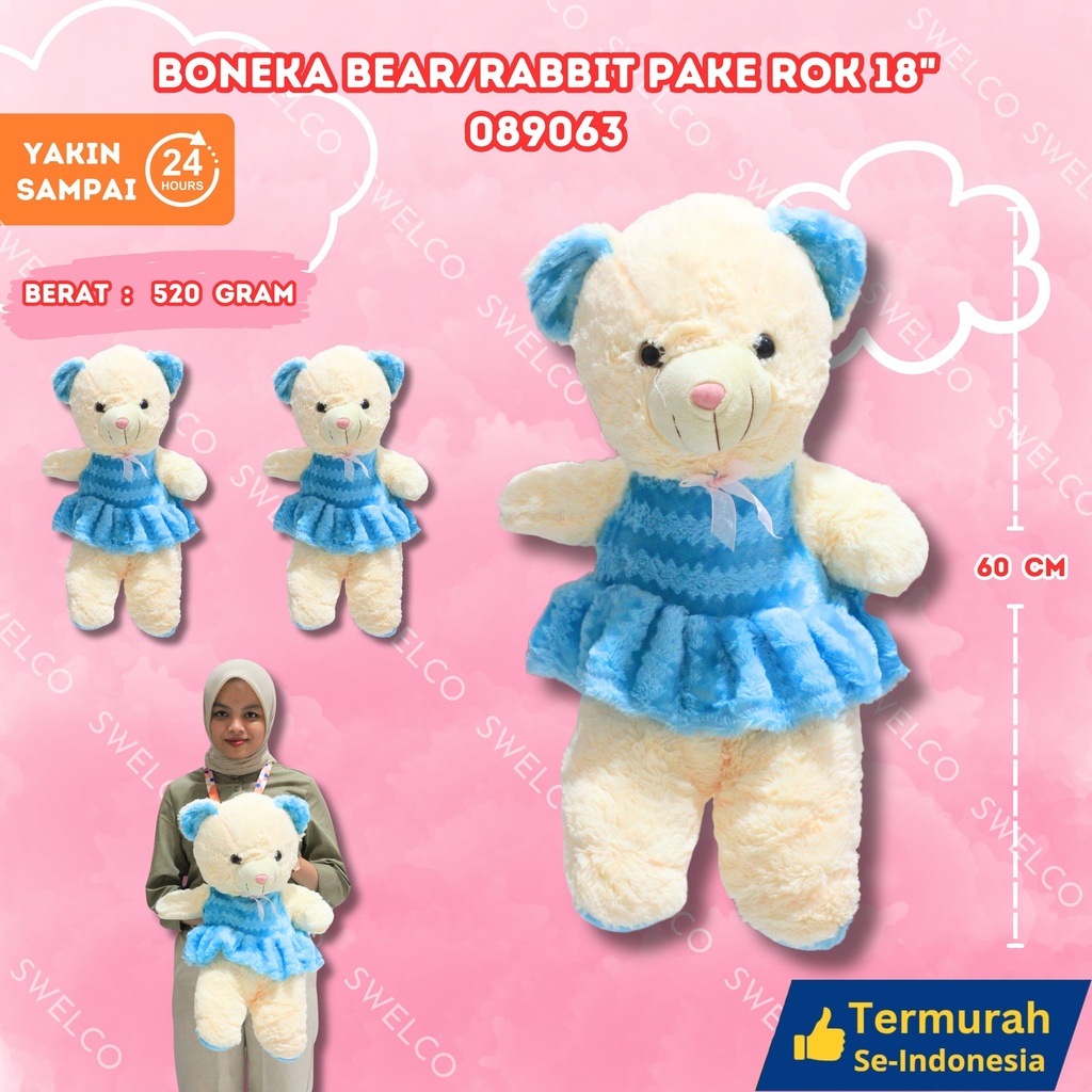 BONEKA BEAR/RABBIT PAKE ROK 18"