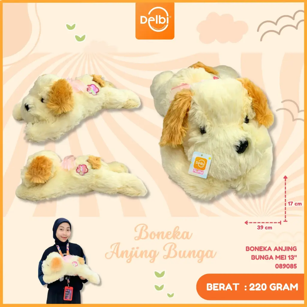 [089085] BONEKA ANJING BUNGA MEI 13"