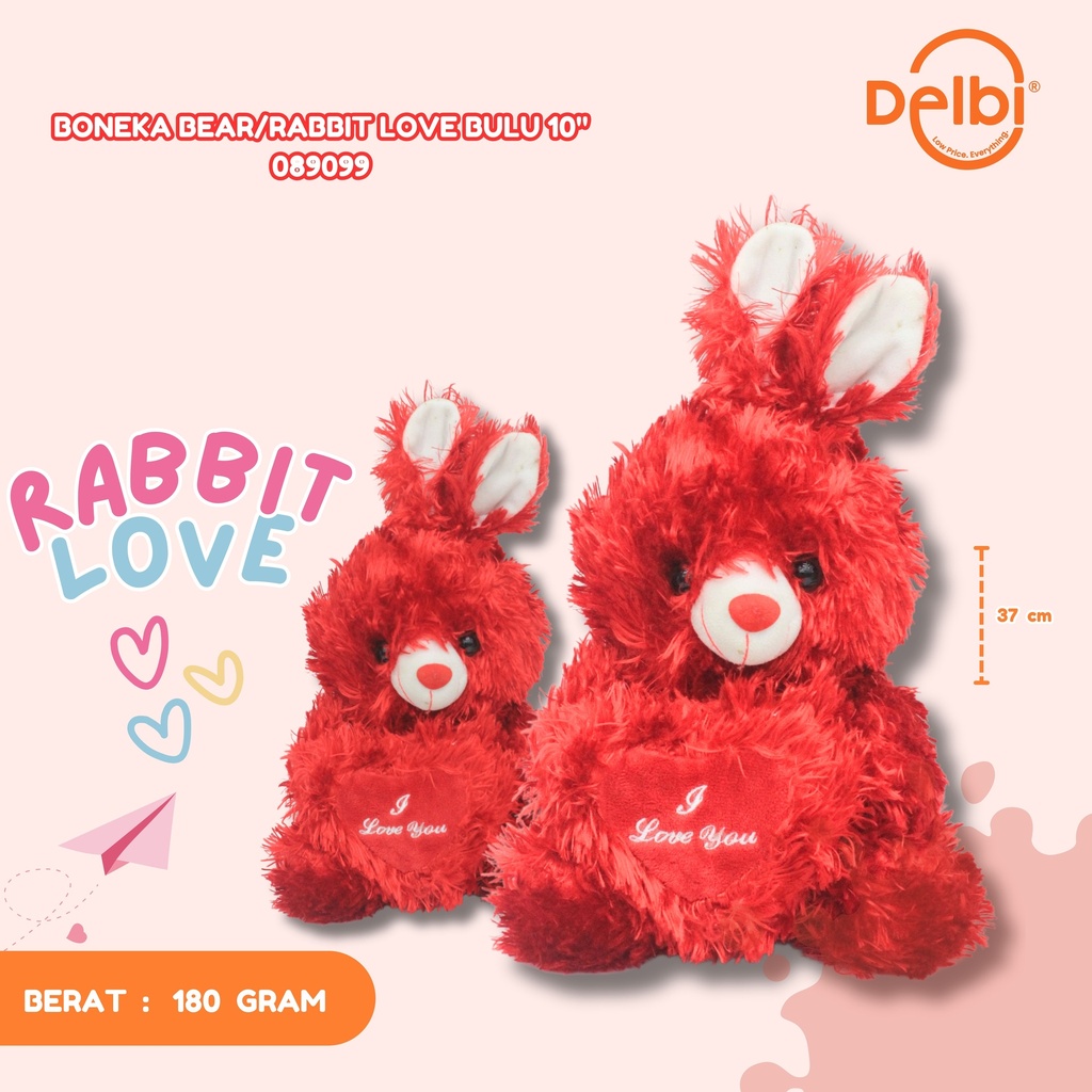 [089099] BONEKA BEAR/RABBIT LOVE BULU 10"