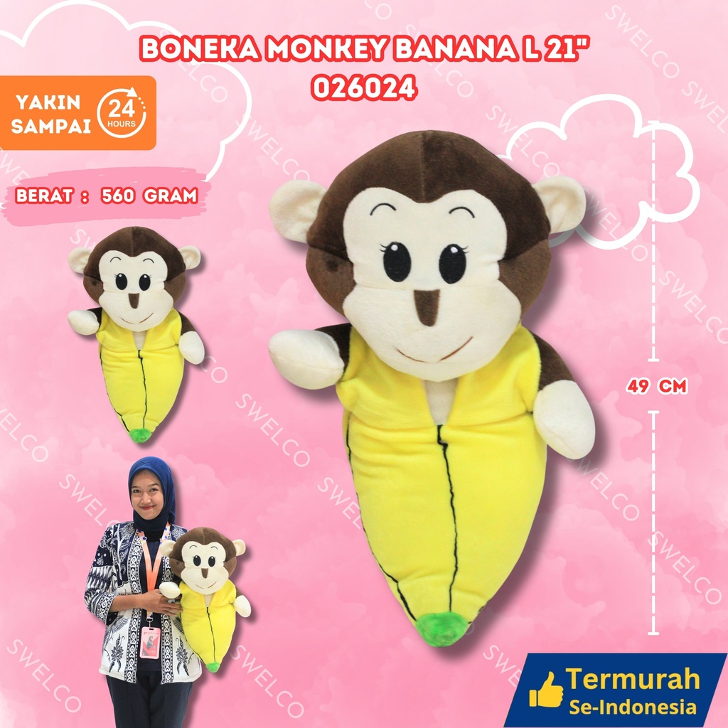 [026024] BONEKA MONKEY BANANA L 21"