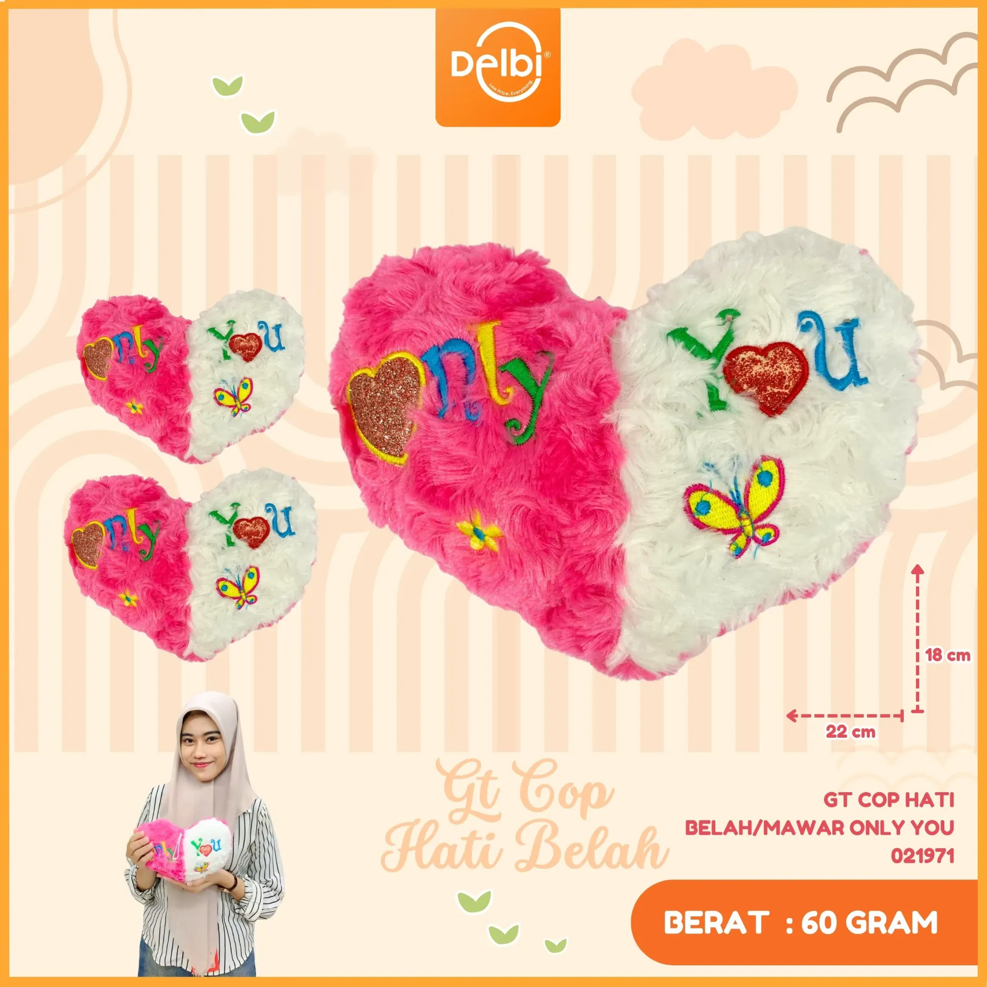 [021971] GT COP HATI BELAH/MAWAR ONLY YOU