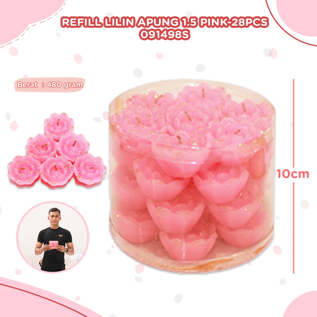 [091498S] REFILL LILIN APUNG 1.5"PINK-28PCS
