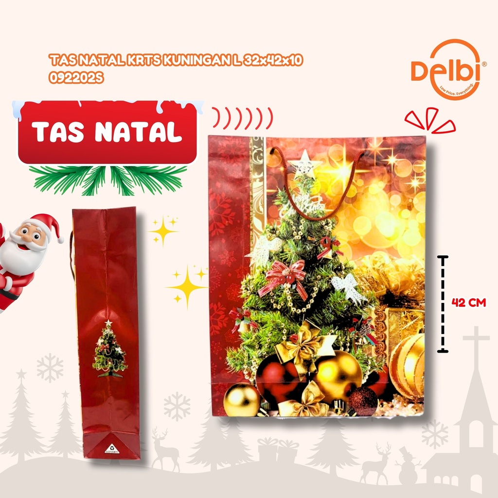 [092202S] TAS NATAL KRTS KUNINGAN L 32x42x10
