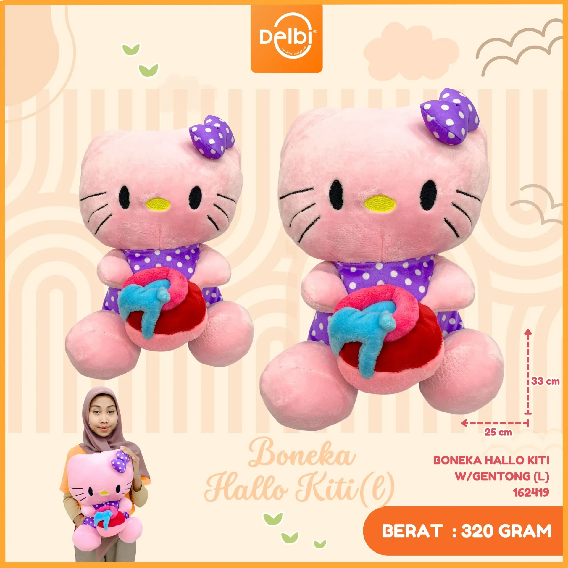 [162419] BONEKA HALLO KITI W/GENTONG (L)