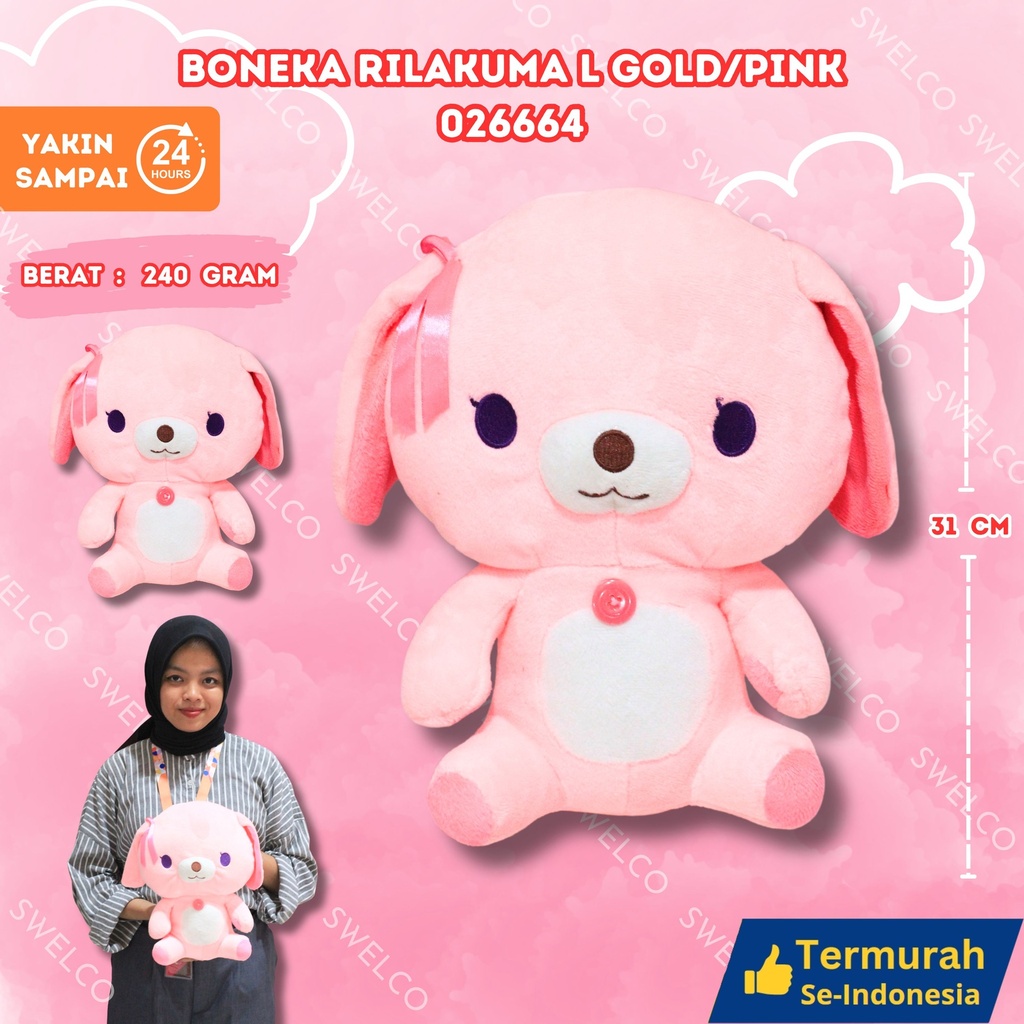 BONEKA RILAKUMA L GOLD/PINK