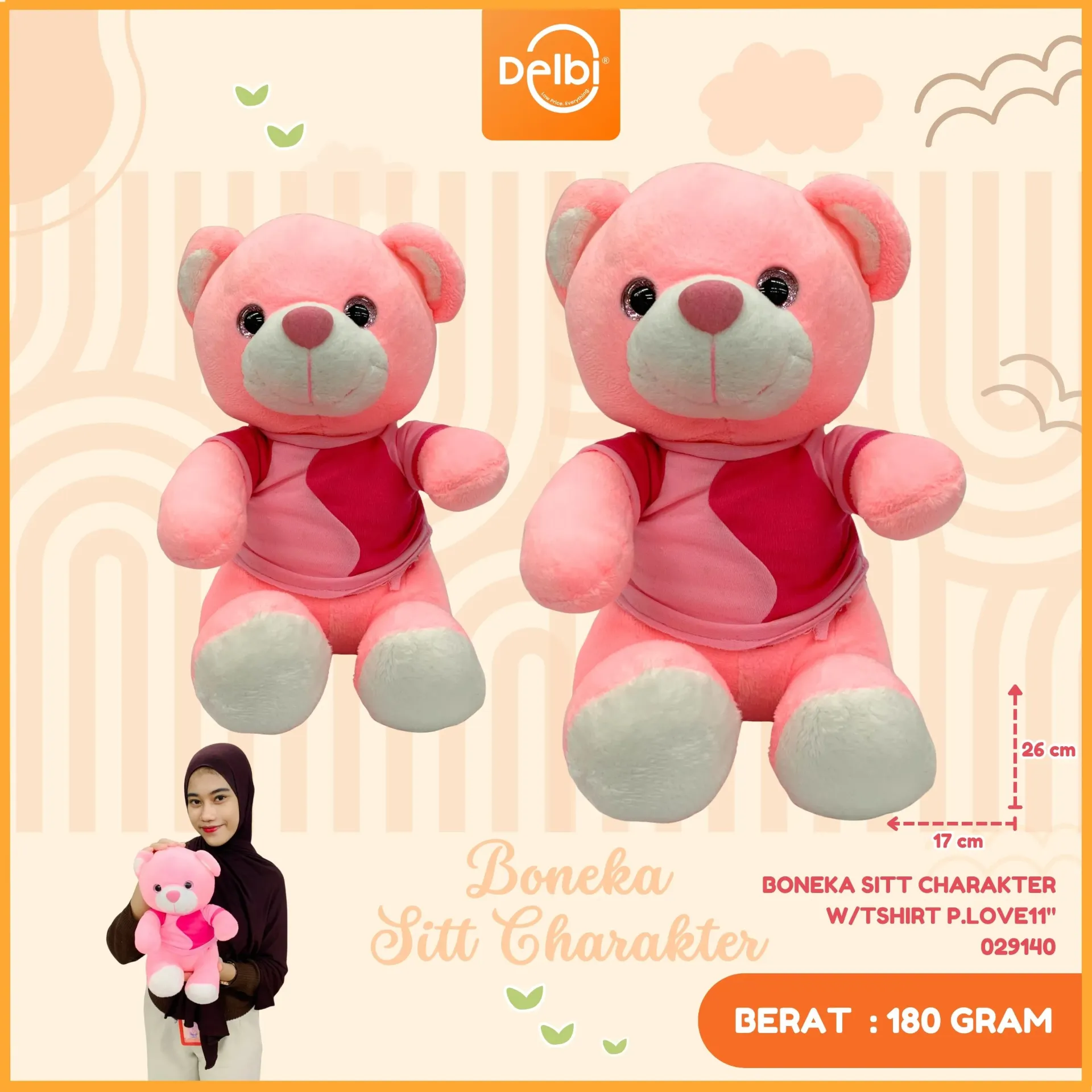 BONEKA SITT CHARAKTER W/TSHIRT P.LOVE11"