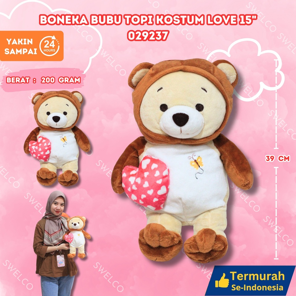 BONEKA BUBU TOPI KOSTUM LOVE 15"