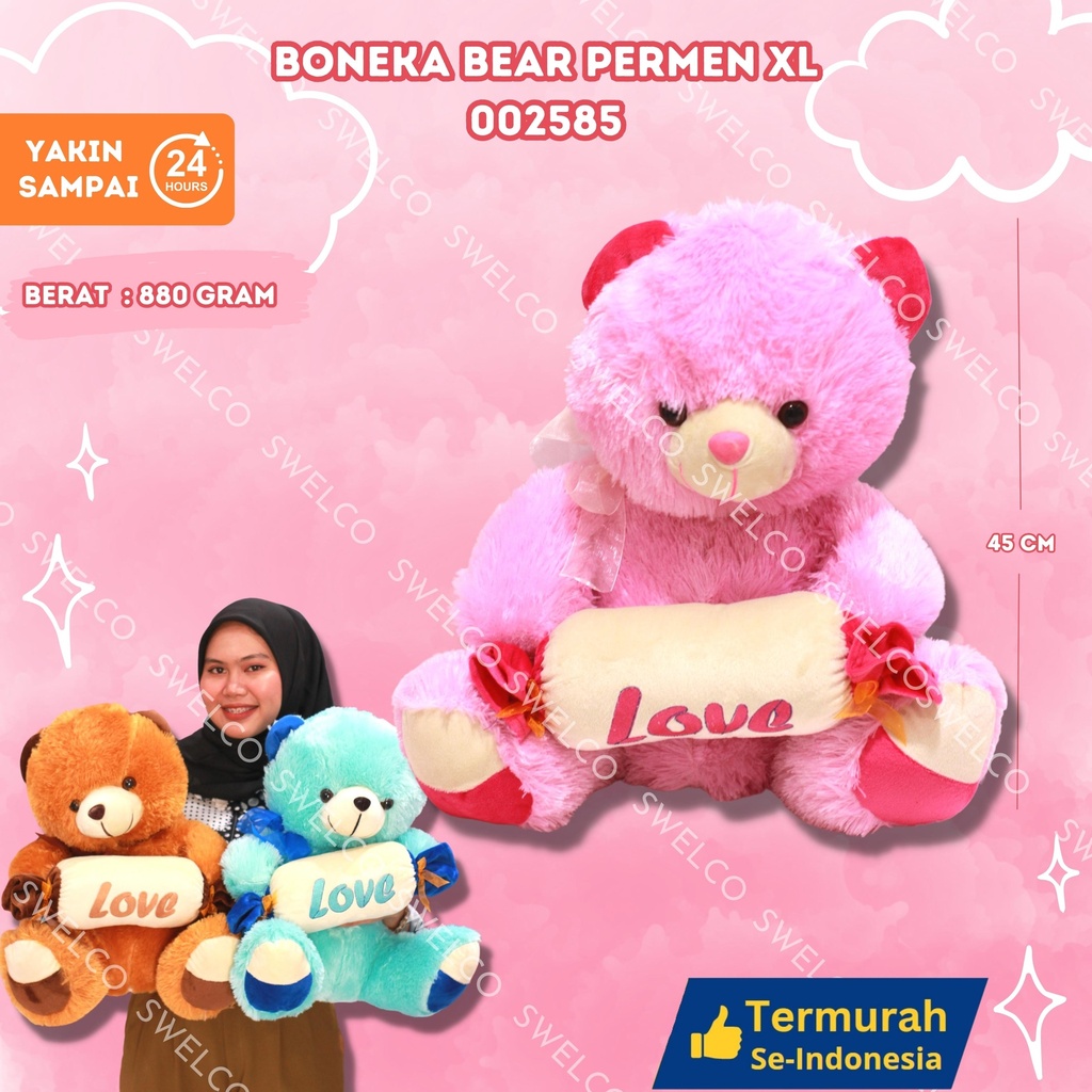 BONEKA BEAR PERMEN XL BERBULU SEDANG