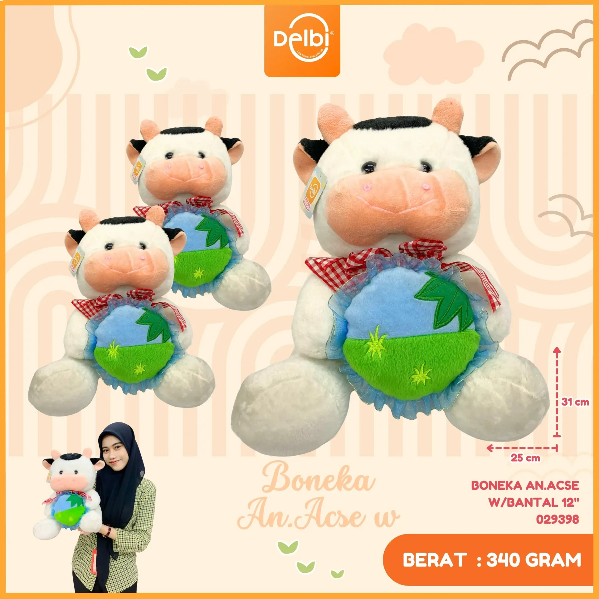 [029398] BONEKA AN.ACSE W/BANTAL 12"