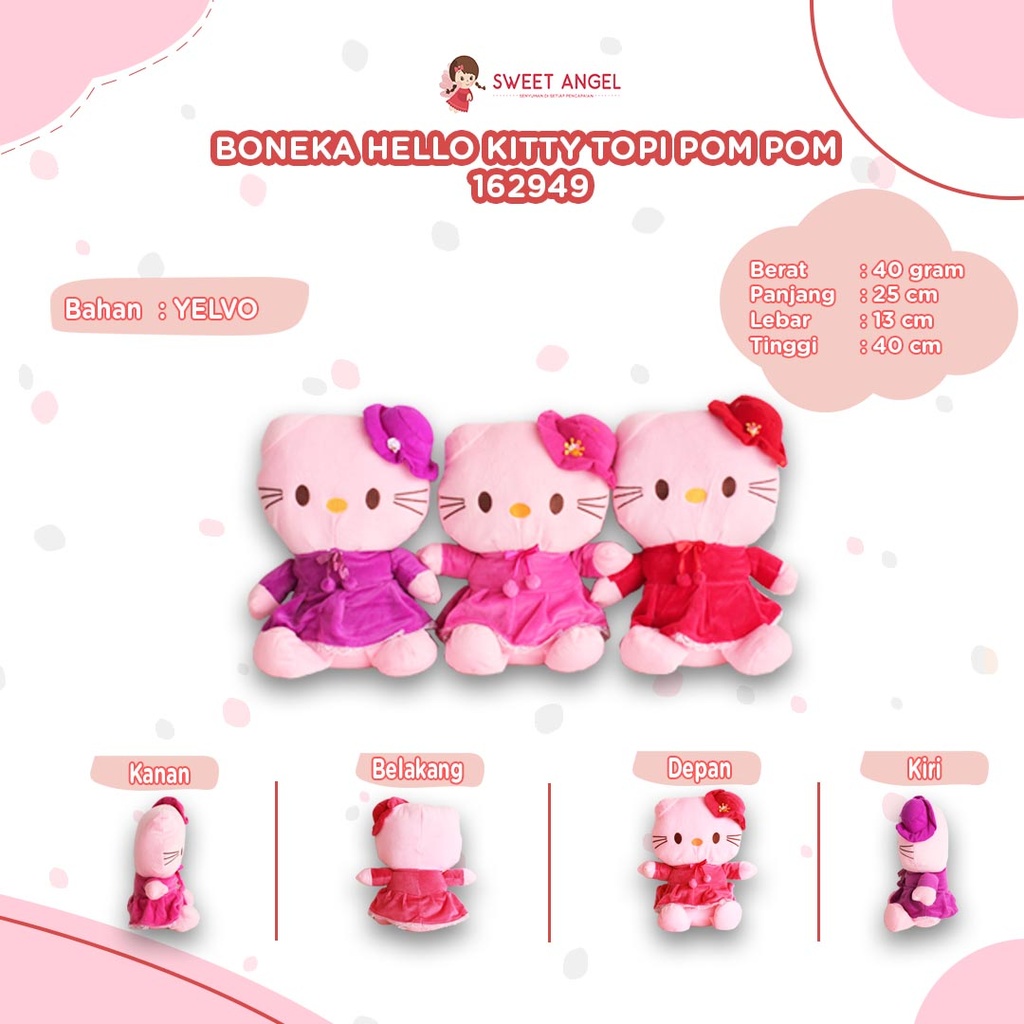 BONEKA HALLO KITI TOPI POMPOM (L)
