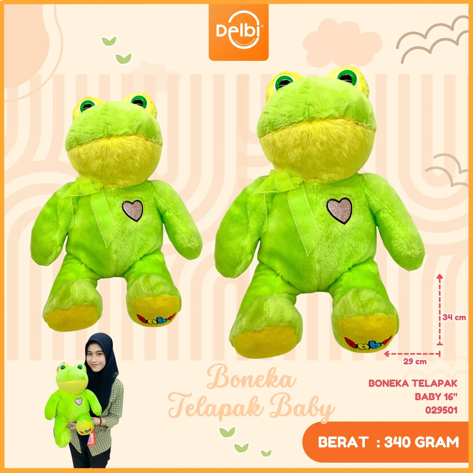 [029501] BONEKA TELAPAK BABY 16"