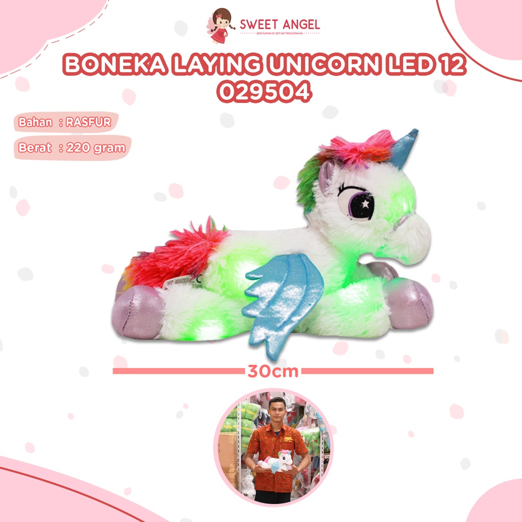[029504] BONEKA LAYING UNICORN LED 12"