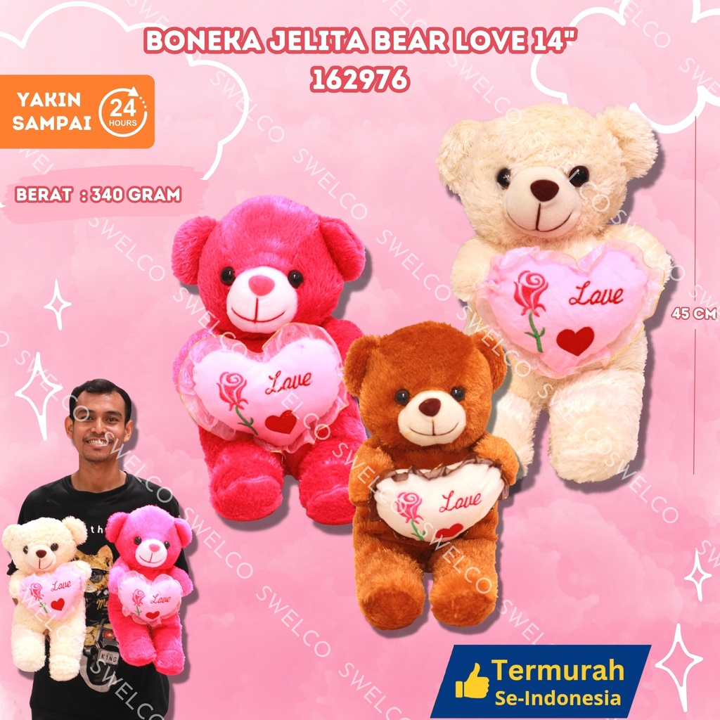 BONEKA JELITA BEAR LOVE 14"