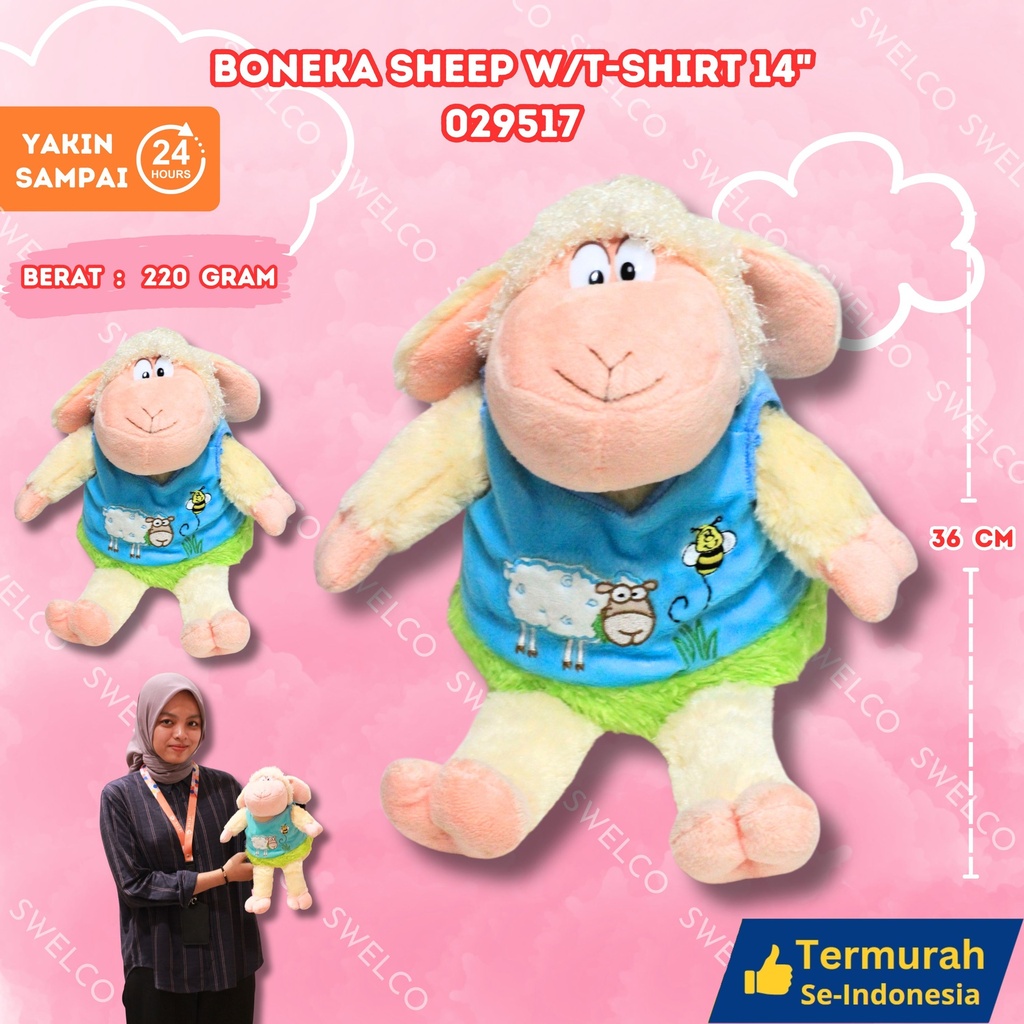 BONEKA SHEEP W/T-SHIRT 14"