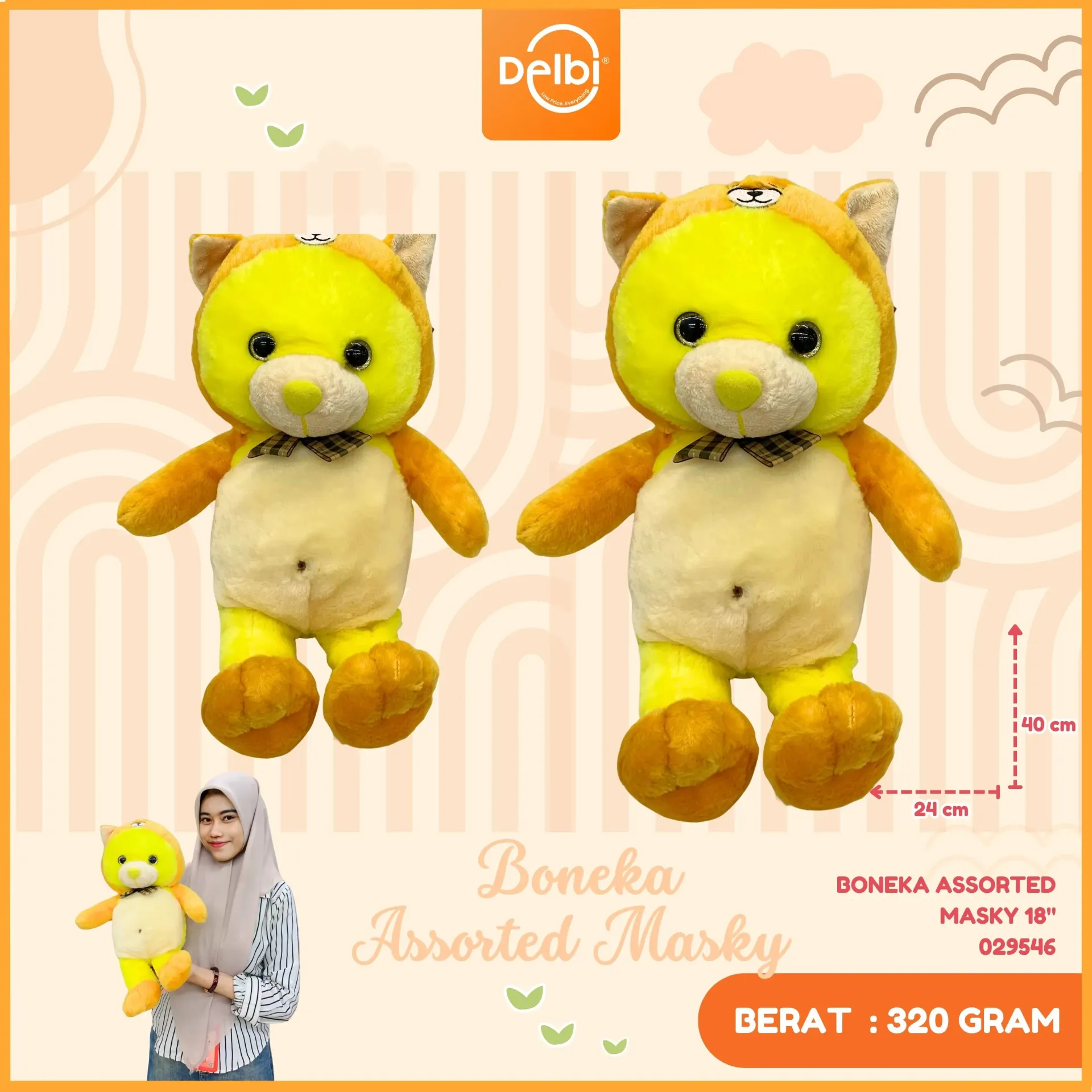 BONEKA ASSORTED MASKY 18"