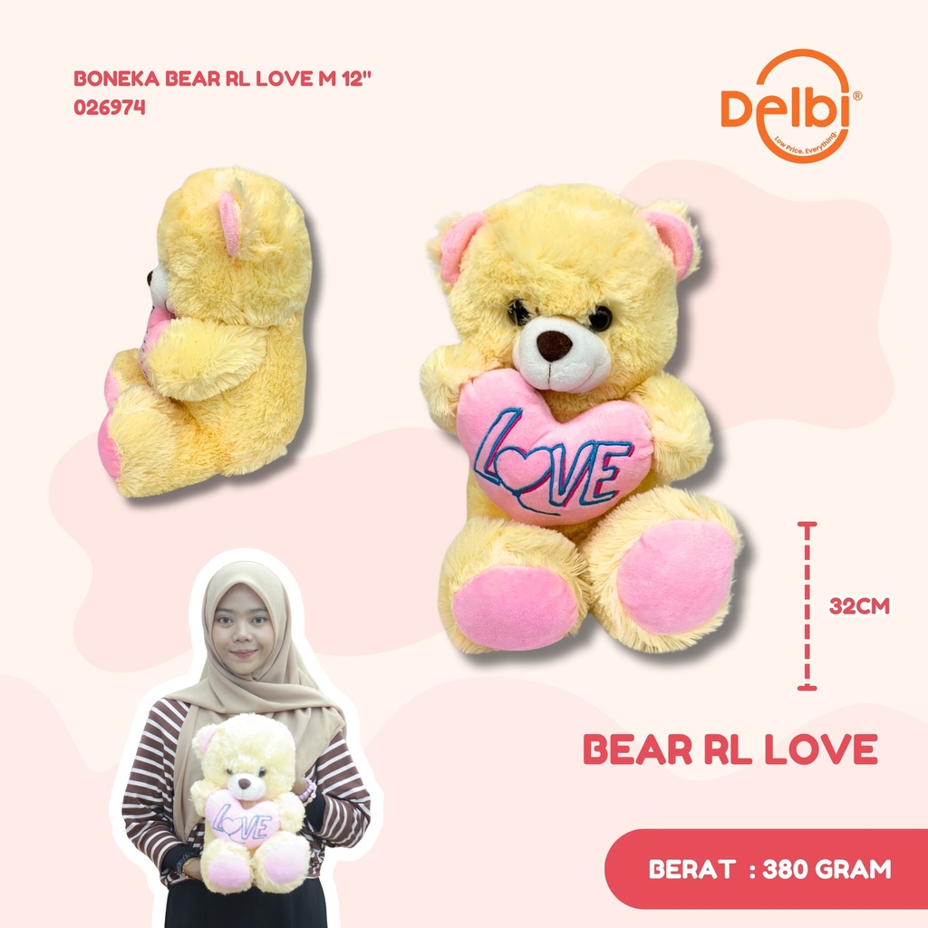 BONEKA BEAR RL LOVE M 12"