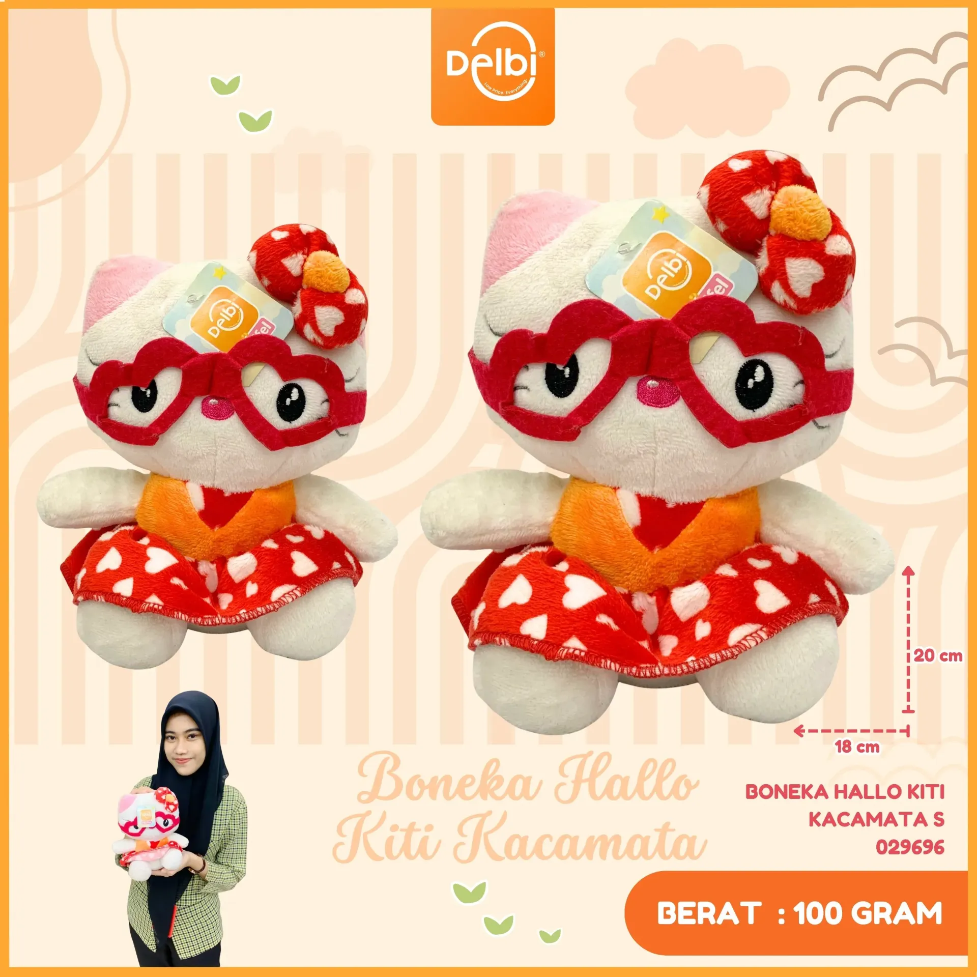 [029696] BONEKA HALLO KITI KACAMATA S