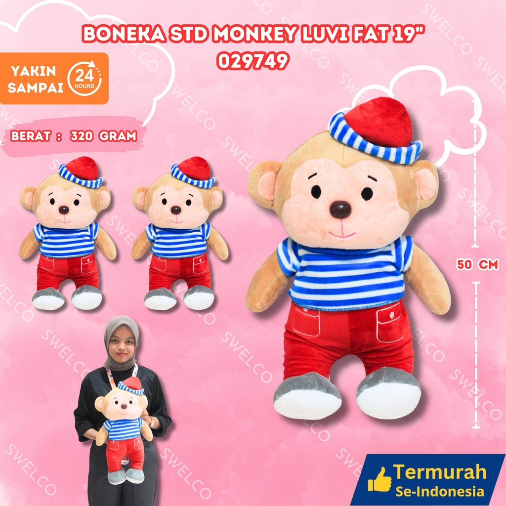 [029749] BONEKA STD MONKEY LUVI FAT 19"