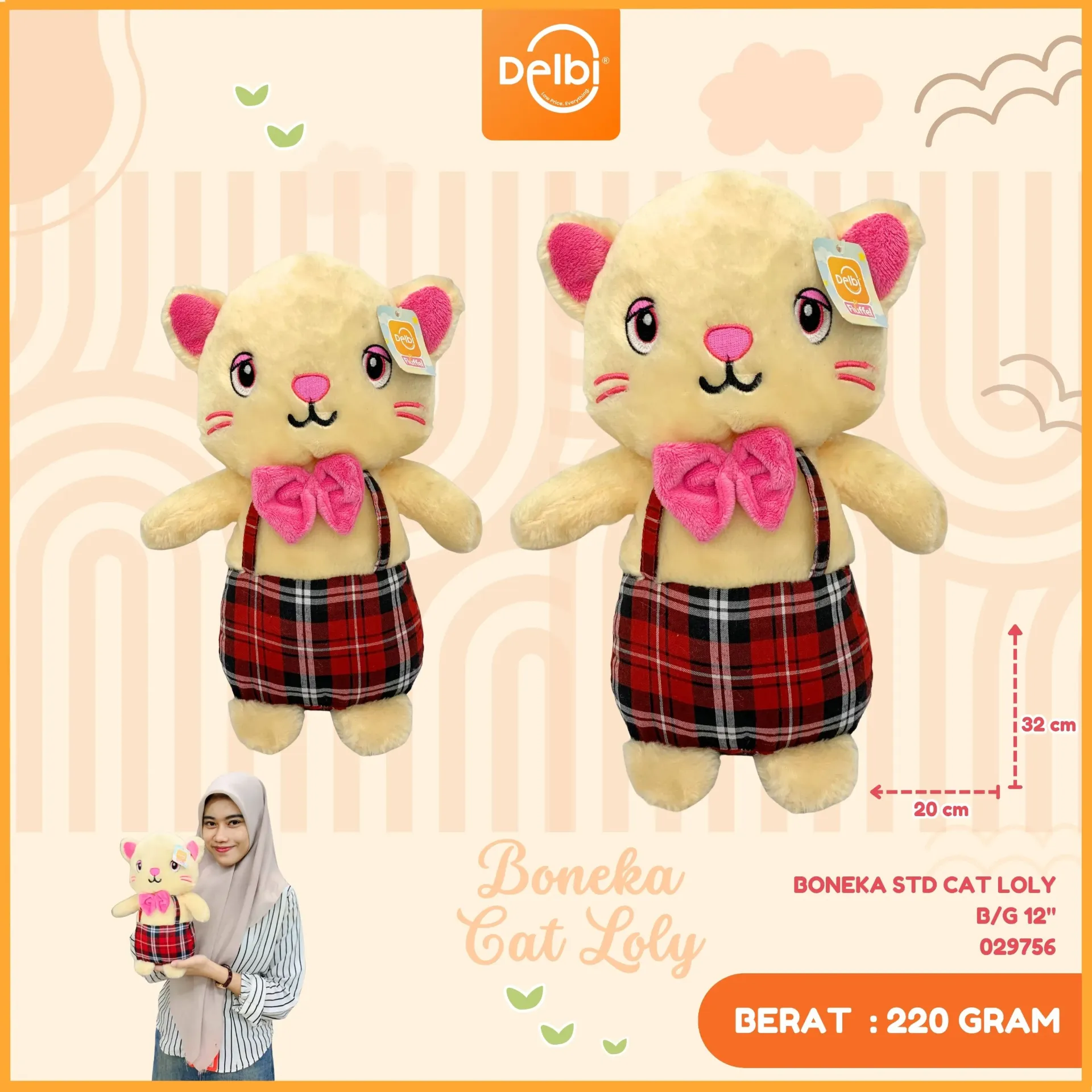 [029756] BONEKA STD CAT LOLY B/G 12"