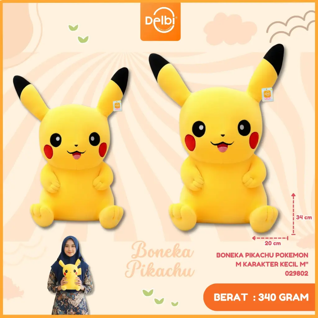 [029802] BONEKA PIKACHU POKEMON M KARAKTER KECIL M"