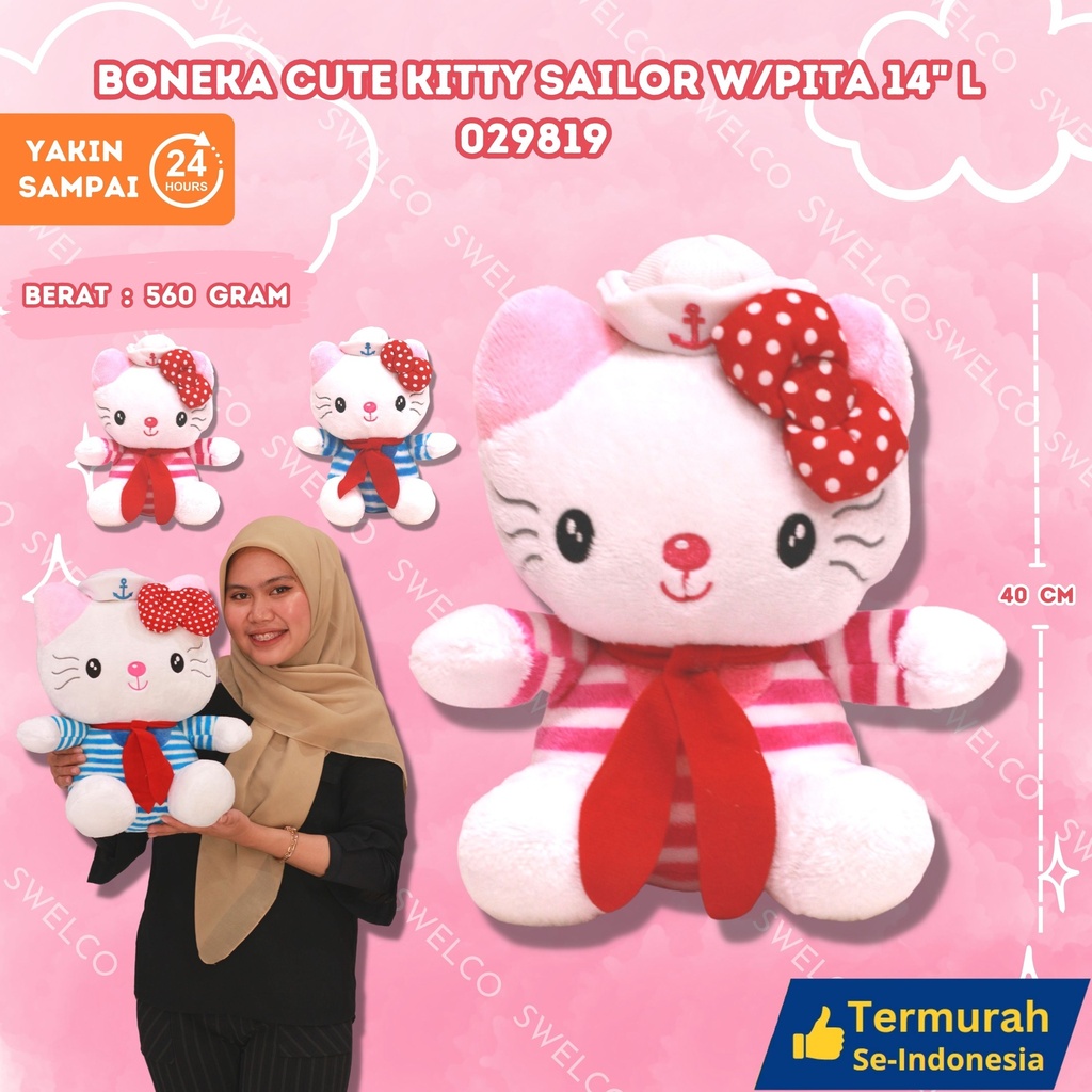 [029819] BONEKA CUTE HELLO KITTY SAILOR W/PITA 14"L