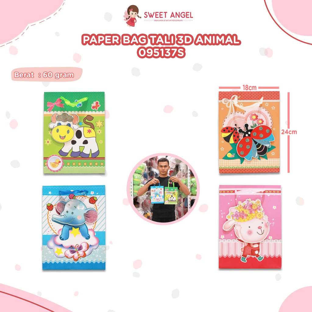 [095137S] PAPER BAG TALI 24X18 3D ANIMAL