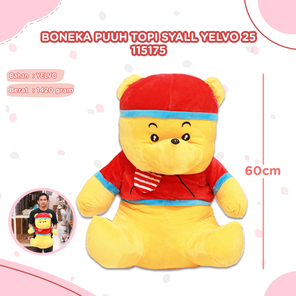 [115175] BONEKA PUUH TOPI SYALL YELVO 25"