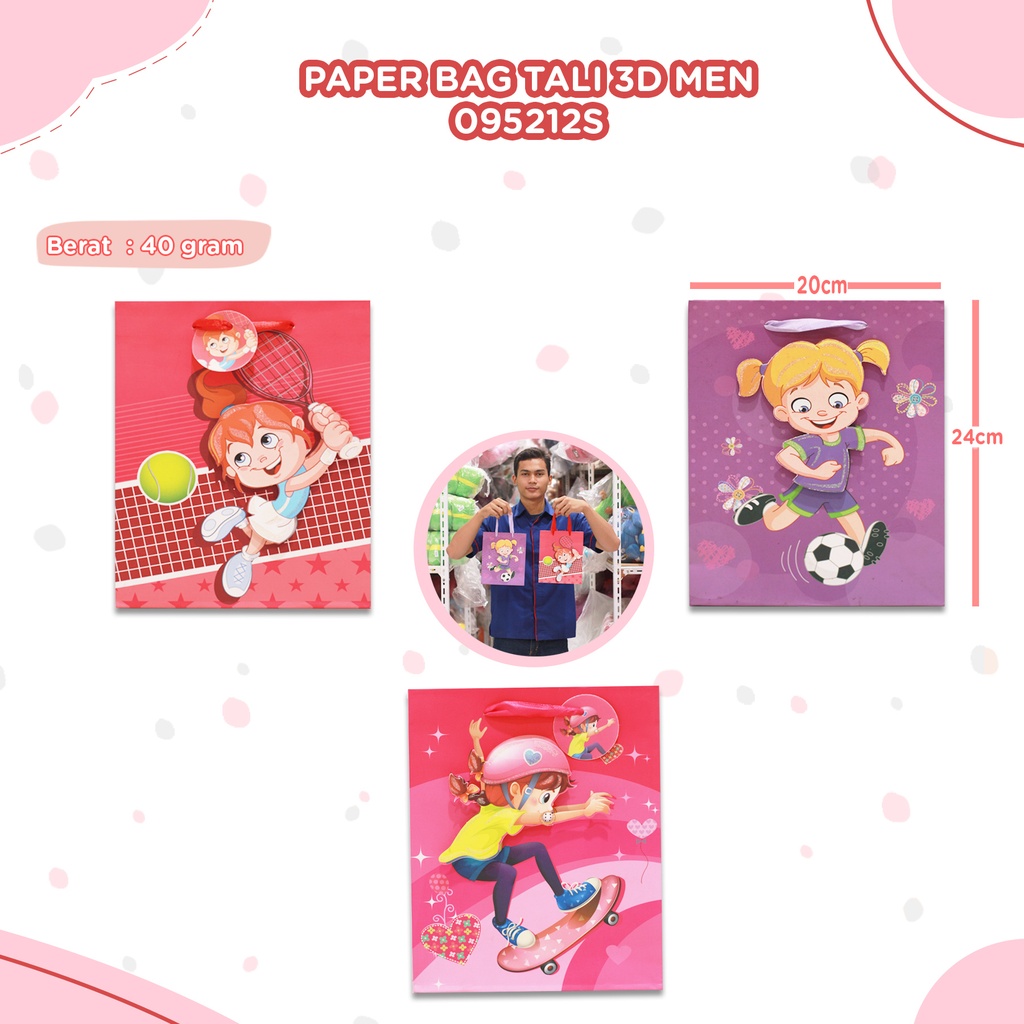 [095212S] PAPER BAG TALI 3D MEN 20X24