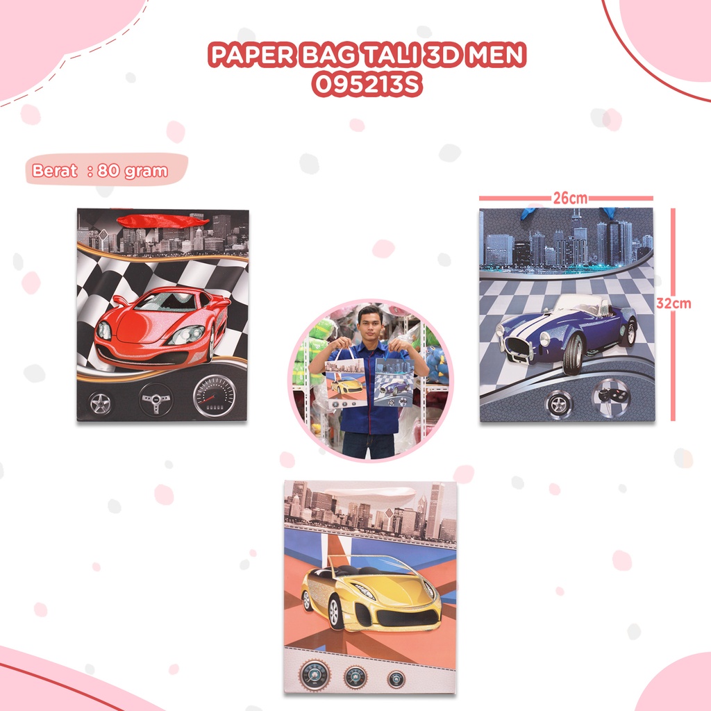 [095213S] PAPER BAG TALI 3D MEN 26X32