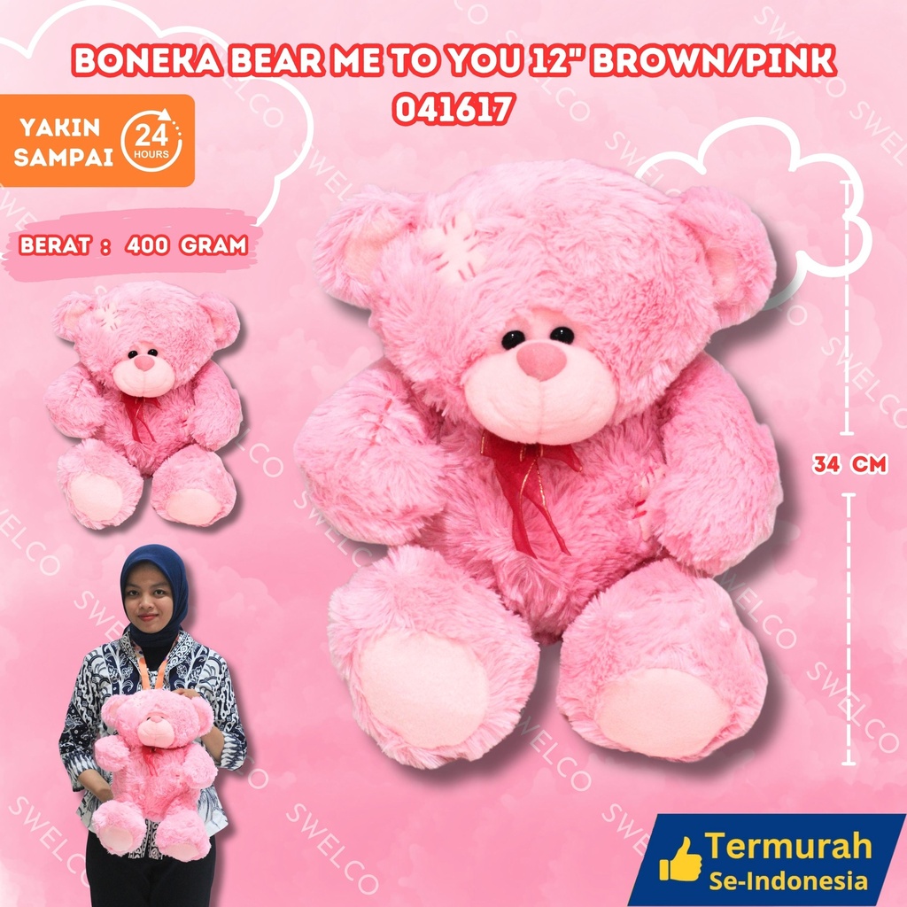 BONEKA BEAR ME TO YOU 12" BROWN/PINK