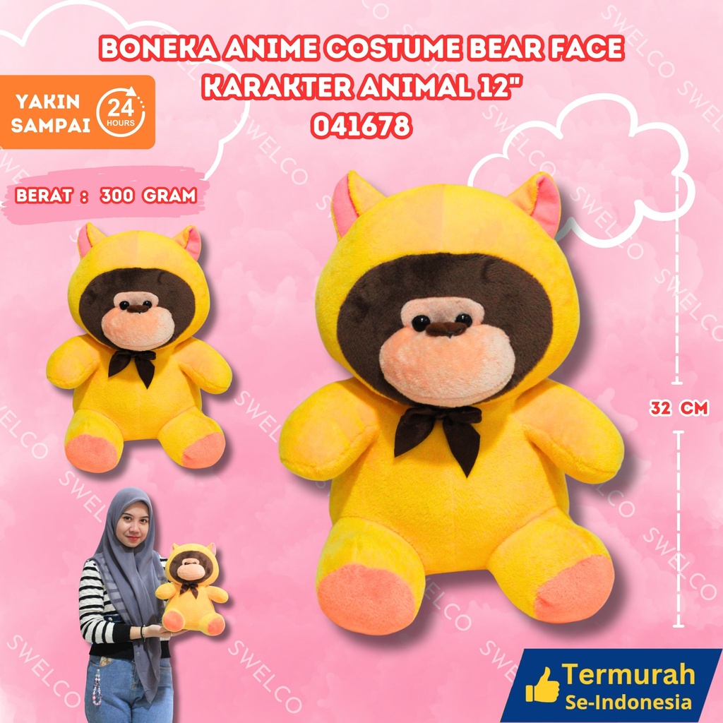 BONEKA ANIME COSTUME BEAR FACE KARAKTER ANIMAL 12"