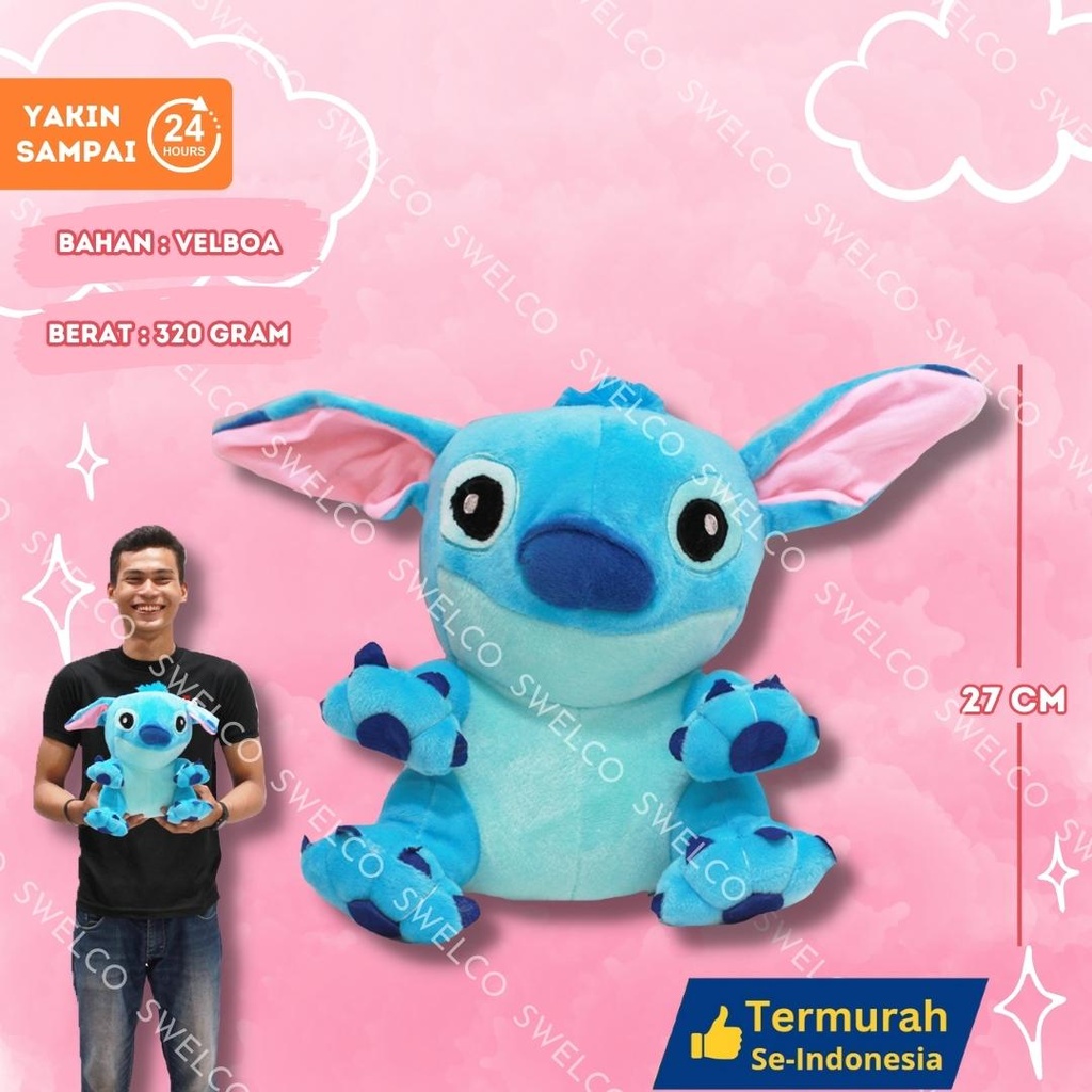 BONEKA STITCH VELBOA 12" KARAKTER SEDANG