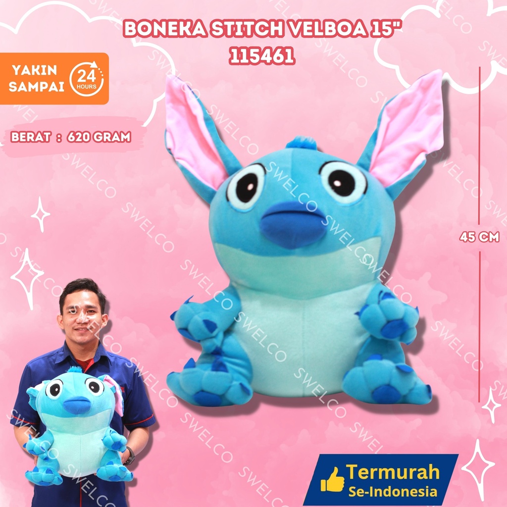 BONEKA STITCH VELBOA 15" KARAKTER BESAR
