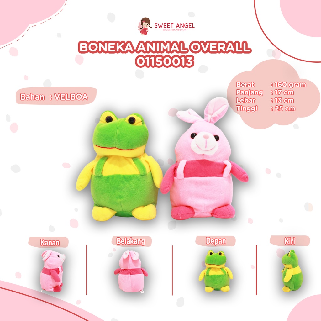 BONEKA ANIMAL OVERALL 10"