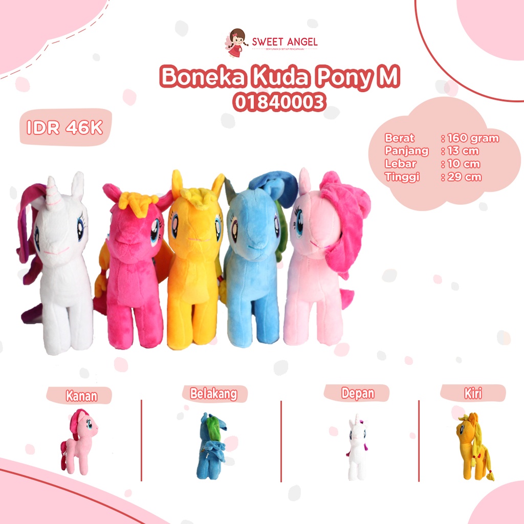 [01840003] BONEKA KUDA PONY M KECIL UNICORN M" PONI