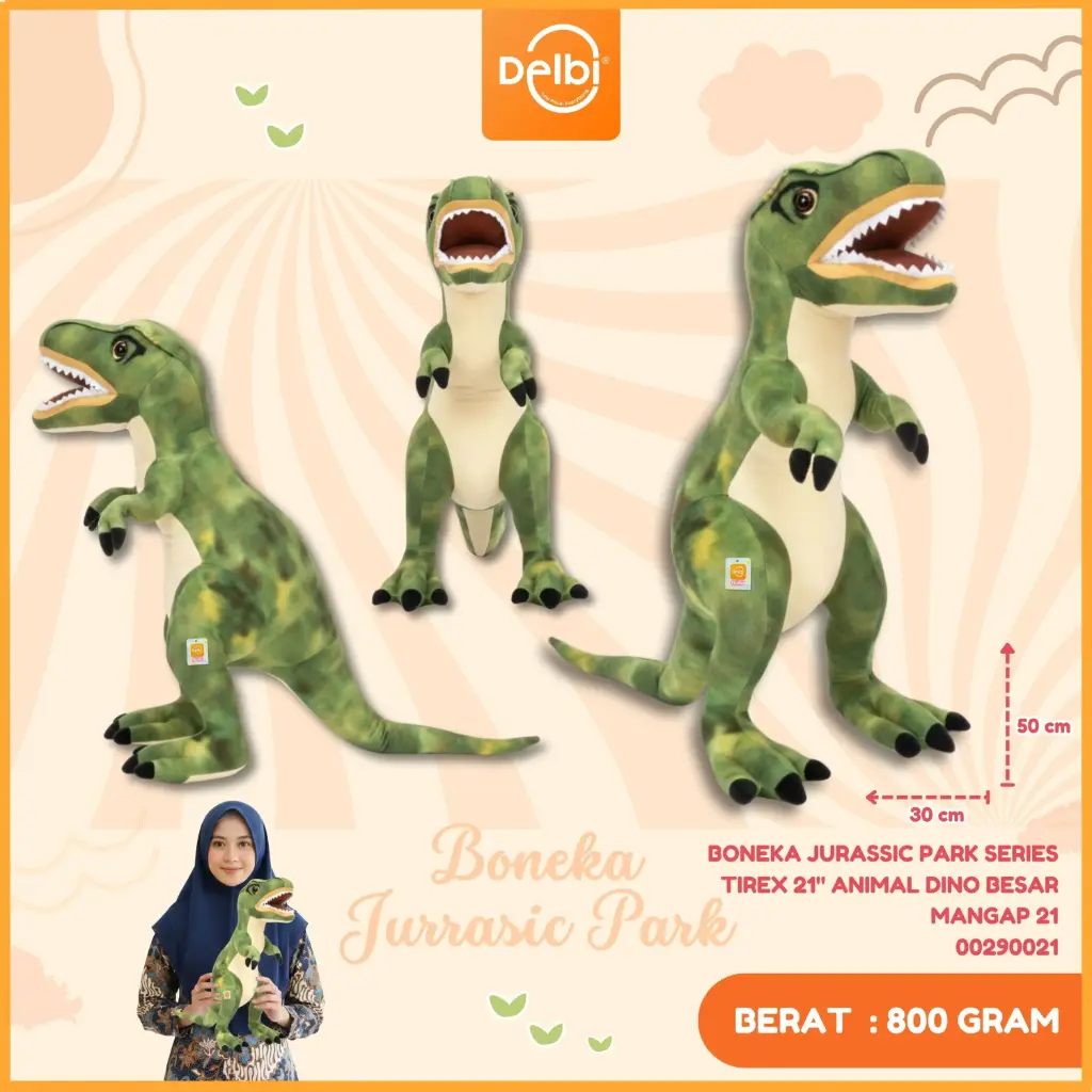 BONEKA JURASSIC PARK SERIES TIREX 21" ANIMAL DINO BESAR MANGAP 21