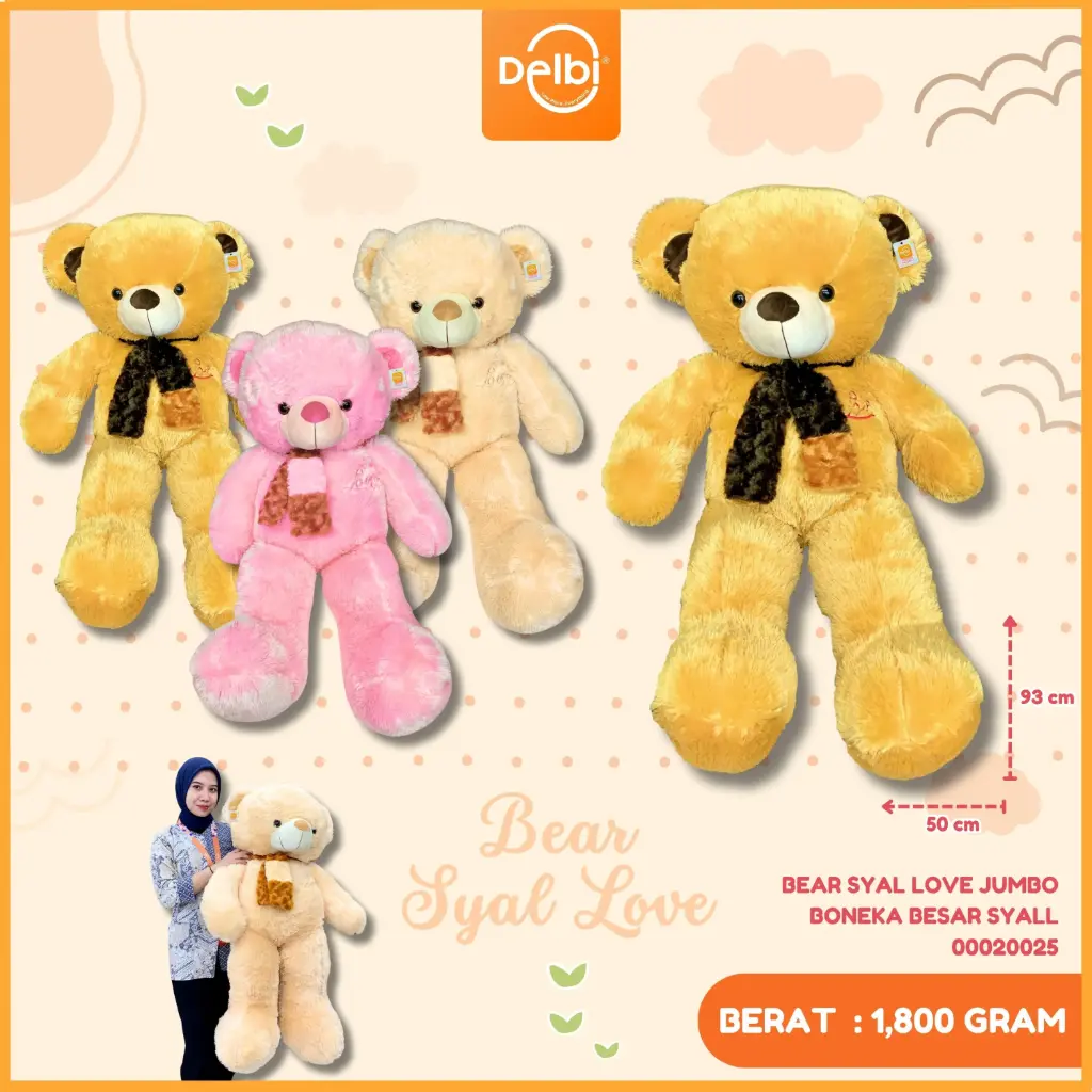 [00020025] BEAR SYAL LOVE JUMBO BONEKA BESAR SYALL