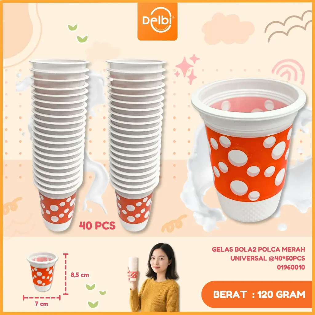 GELAS BOLA2 POLCA MERAH UNIVERSAL @40*50PCS