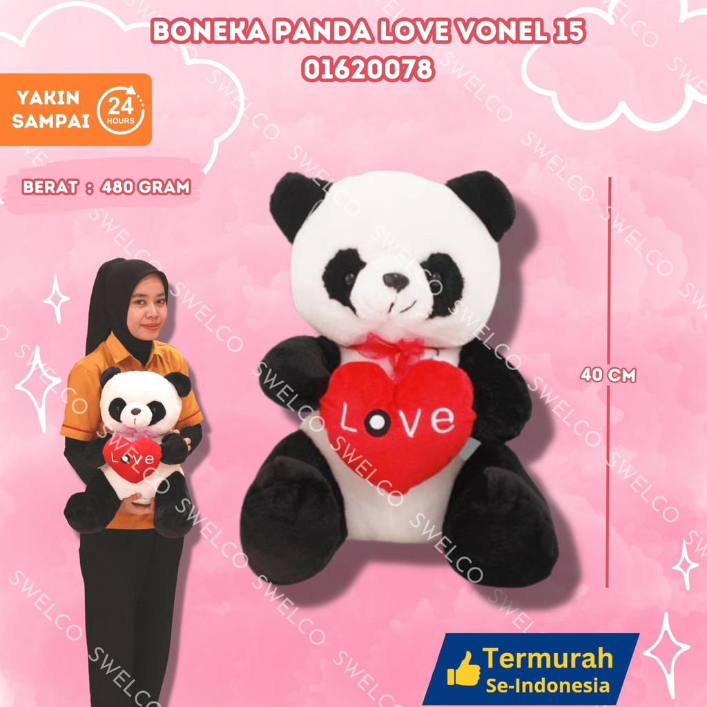 BONEKA PANDA LOVE VONEL 15" BESAR