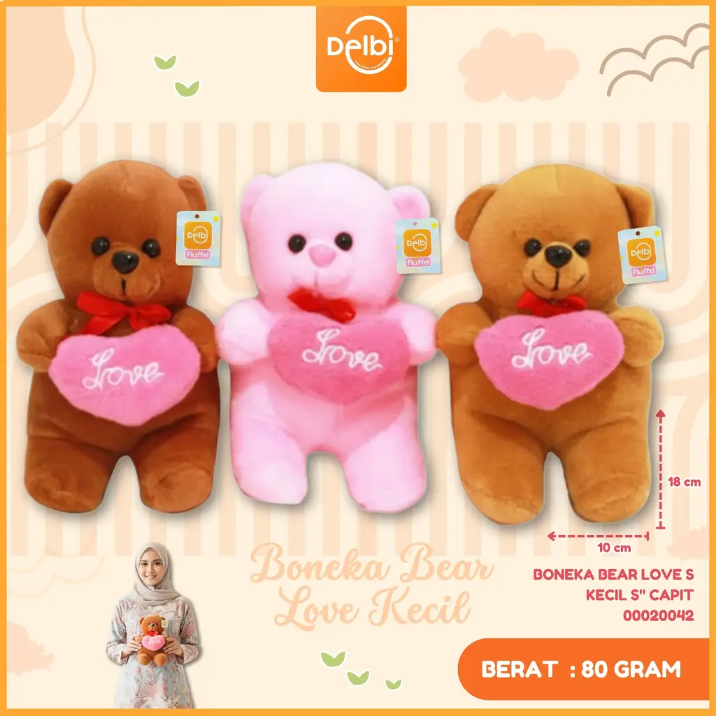 [00020042] BONEKA BEAR LOVE S KECIL S" CAPIT