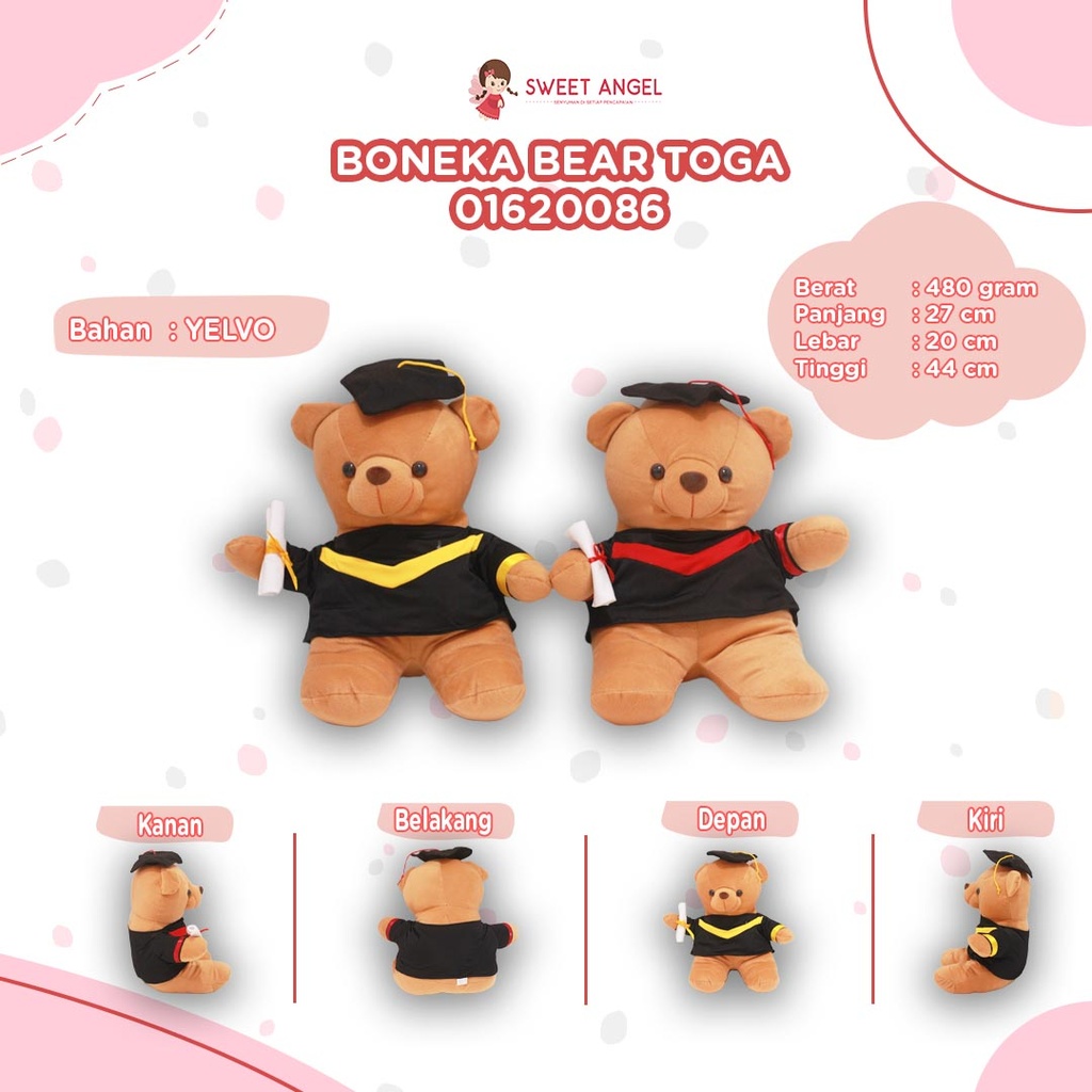 [01620086] BONEKA BEAR TOGA 15"