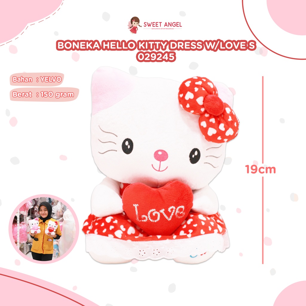 [029245] BONEKA HALLO KITI DRESS W/LOVE S (Merah)