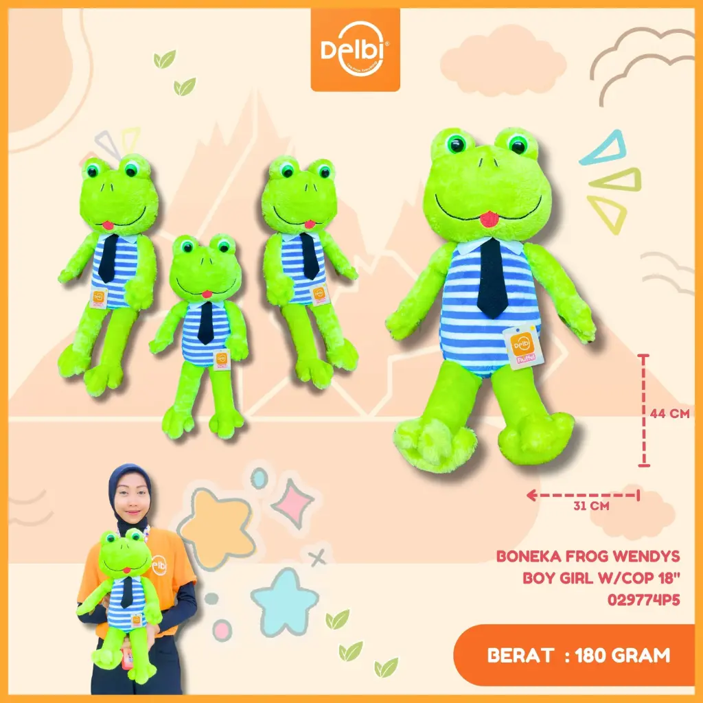 [029774P5] BONEKA FROG WENDYS BOY GIRL W/COP 18"