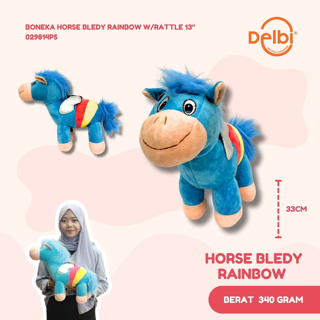 BONEKA HORSE BLEDY RAINBOW W/RATTLE 13"