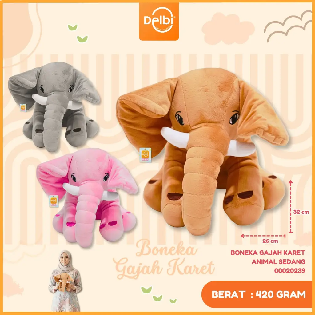 [00020239] BONEKA GAJAH KARET ANIMAL SEDANG