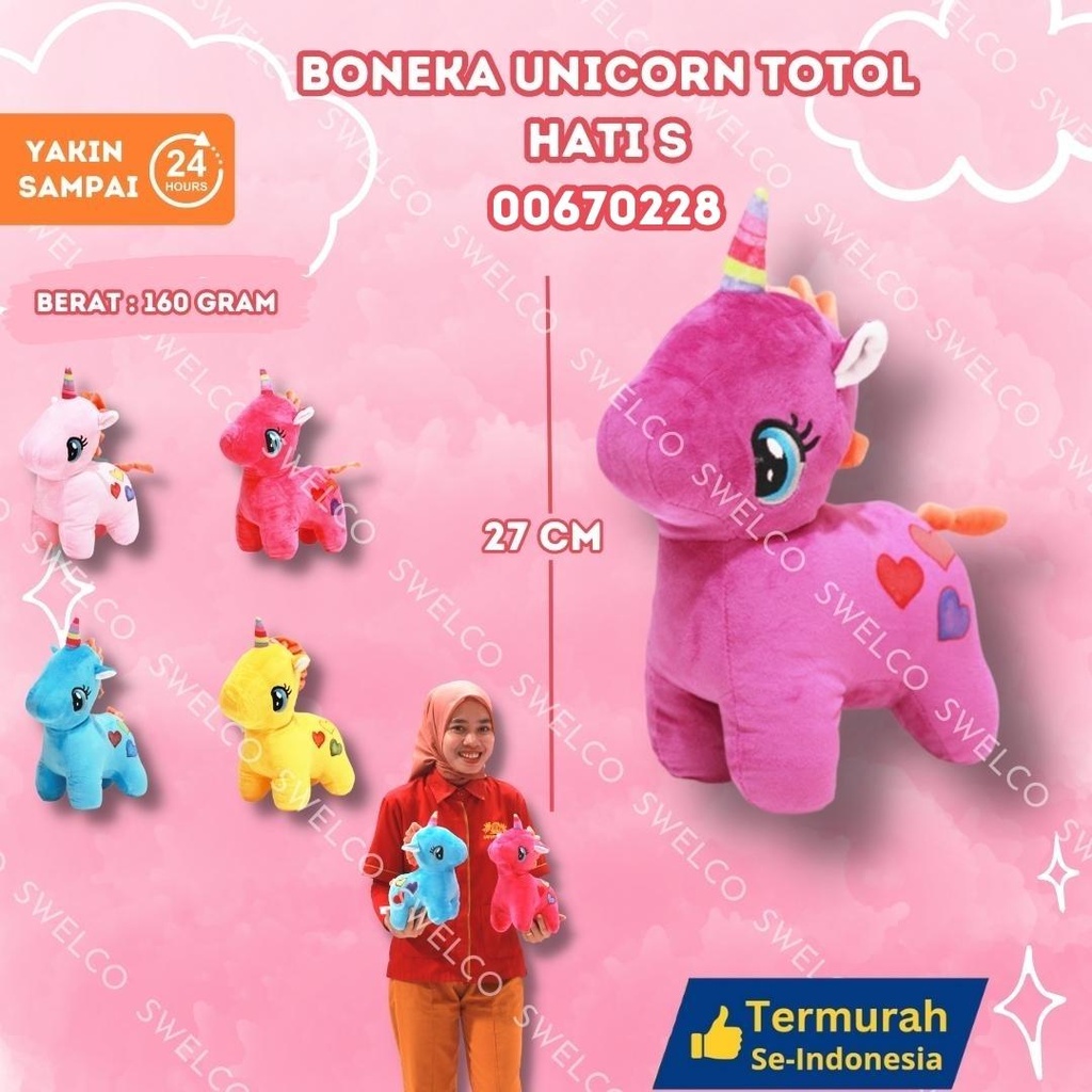 [00670228] BONEKA UNICORN TOTOL HATI S S" KUDA PONY KECIL PONI