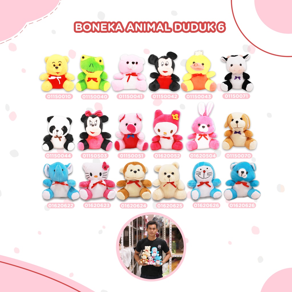 [01620689] BONEKA ANIMAL DUDUK 6" KECIL CAPIT