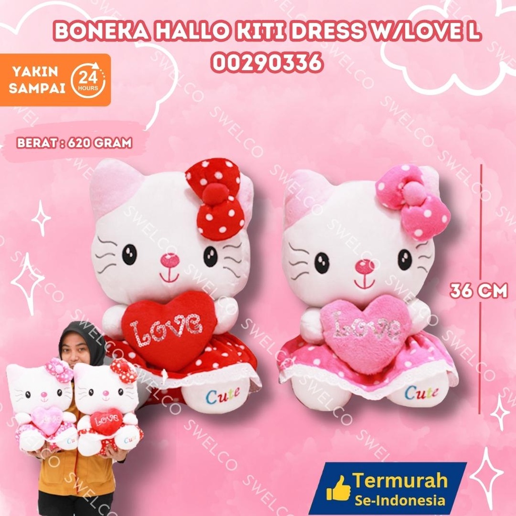 [00290336] BONEKA HELLO KITTY DRESS W/LOVE L