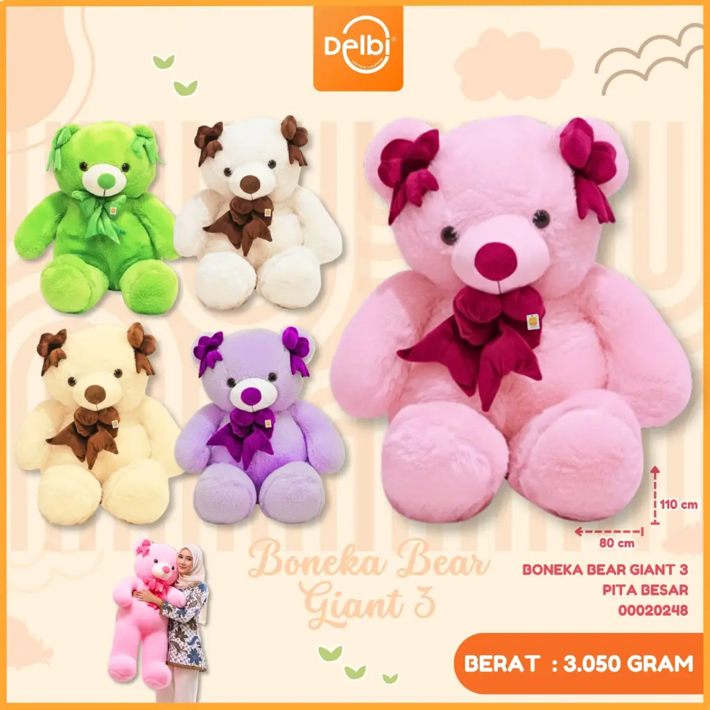 BONEKA BEAR GIANT 3 PITA BESAR